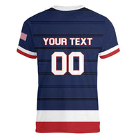 Custom USA Hockey Team Women V-Neck T-Shirt Go Champions