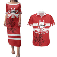 Custom Canada Hockey Team Couples Matching Puletasi and Hawaiian Shirt Maple Leaf Red Version