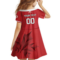 Custom Canada Hockey Team Family Matching Off The Shoulder Long Sleeve Dress and Hawaiian Shirt Maple Leaf Red Version