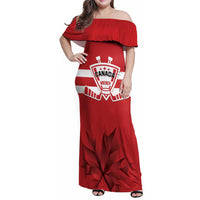 Custom Canada Hockey Team Family Matching Off Shoulder Maxi Dress and Hawaiian Shirt Maple Leaf Red Version