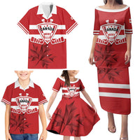 Custom Canada Hockey Team Family Matching Puletasi and Hawaiian Shirt Maple Leaf Red Version