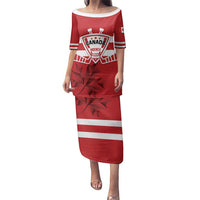 Custom Canada Hockey Team Family Matching Puletasi and Hawaiian Shirt Maple Leaf Red Version