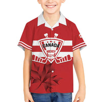 Custom Canada Hockey Team Family Matching Short Sleeve Bodycon Dress and Hawaiian Shirt Maple Leaf Red Version