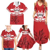 Custom Canada Hockey Team Family Matching Summer Maxi Dress and Hawaiian Shirt Maple Leaf Red Version