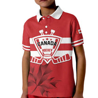 Custom Canada Hockey Team Kid Polo Shirt Maple Leaf Red Version