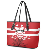Canada Hockey Team Leather Tote Bag Maple Leaf Red Version