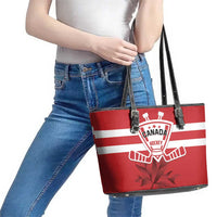 Canada Hockey Team Leather Tote Bag Maple Leaf Red Version