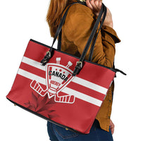 Canada Hockey Team Leather Tote Bag Maple Leaf Red Version