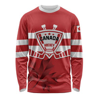 Custom Canada Hockey Team Long Sleeve Shirt Maple Leaf Red Version