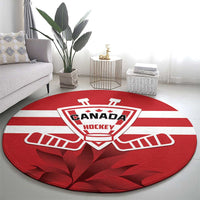 Canada Hockey Team Round Carpet Maple Leaf Red Version