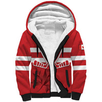 Custom Canada Hockey Team Sherpa Hoodie Maple Leaf Red Version