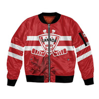 Custom Canada Hockey Team Sleeve Zip Bomber Jacket Maple Leaf Red Version