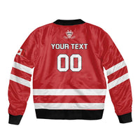 Custom Canada Hockey Team Sleeve Zip Bomber Jacket Maple Leaf Red Version