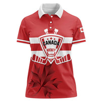 Custom Canada Hockey Team Women Polo Shirt Maple Leaf Red Version