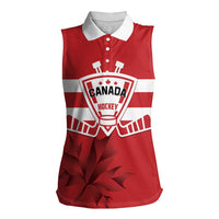 Custom Canada Hockey Team Women Sleeveless Polo Shirt Maple Leaf Red Version