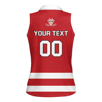 Custom Canada Hockey Team Women Sleeveless Polo Shirt Maple Leaf Red Version