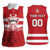 Custom Canada Hockey Team Women Sleeveless Polo Shirt Maple Leaf Red Version