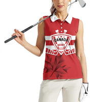 Custom Canada Hockey Team Women Sleeveless Polo Shirt Maple Leaf Red Version