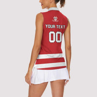 Custom Canada Hockey Team Women Sleeveless Polo Shirt Maple Leaf Red Version