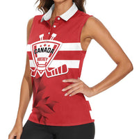 Custom Canada Hockey Team Women Sleeveless Polo Shirt Maple Leaf Red Version