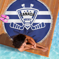 Canada Hockey Team Beach Blanket Maple Leaf Blue Version