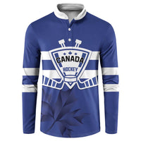 Custom Canada Hockey Team Button Sweatshirt Maple Leaf Blue Version