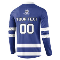 Custom Canada Hockey Team Button Sweatshirt Maple Leaf Blue Version