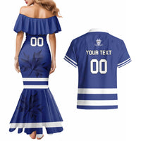 Custom Canada Hockey Team Couples Matching Mermaid Dress and Hawaiian Shirt Maple Leaf Blue Version