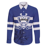 Custom Canada Hockey Team Family Matching Puletasi and Hawaiian Shirt Maple Leaf Blue Version