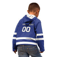 Custom Canada Hockey Team Kid Hoodie Maple Leaf Blue Version