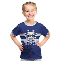 Custom Canada Hockey Team Kid T Shirt Maple Leaf Blue Version