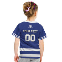 Custom Canada Hockey Team Kid T Shirt Maple Leaf Blue Version