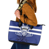Canada Hockey Team Leather Tote Bag Maple Leaf Blue Version