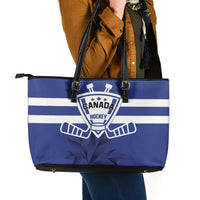 Canada Hockey Team Leather Tote Bag Maple Leaf Blue Version