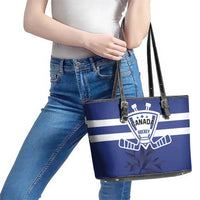 Canada Hockey Team Leather Tote Bag Maple Leaf Blue Version