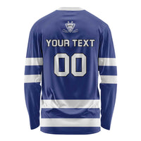 Custom Canada Hockey Team Long Sleeve Shirt Maple Leaf Blue Version