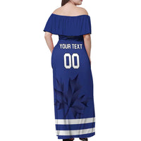 Custom Canada Hockey Team Off Shoulder Maxi Dress Maple Leaf Blue Version
