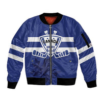 Custom Canada Hockey Team Sleeve Zip Bomber Jacket Maple Leaf Blue Version