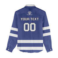 Custom Canada Hockey Team Women Casual Shirt Maple Leaf Blue Version