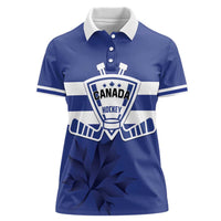 Custom Canada Hockey Team Women Polo Shirt Maple Leaf Blue Version