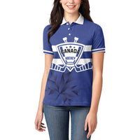 Custom Canada Hockey Team Women Polo Shirt Maple Leaf Blue Version