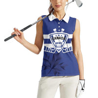 Custom Canada Hockey Team Women Sleeveless Polo Shirt Maple Leaf Blue Version