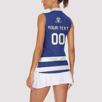 Custom Canada Hockey Team Women Sleeveless Polo Shirt Maple Leaf Blue Version