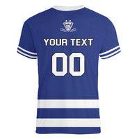 Custom Canada Hockey Team Women V-Neck T-Shirt Maple Leaf Blue Version