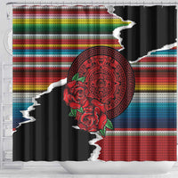 Mexico Aztec Circle Shower Curtain Poncho Pattern
