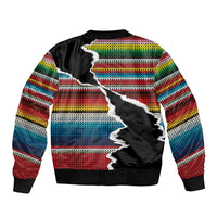 Mexico Aztec Circle Sleeve Zip Bomber Jacket Poncho Pattern