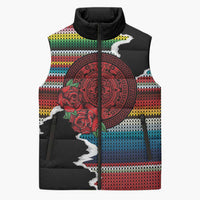 Mexico Aztec Circle Sleeveless Puffer Jacket Poncho Pattern