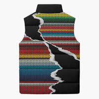 Mexico Aztec Circle Sleeveless Puffer Jacket Poncho Pattern