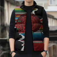 Mexico Aztec Circle Sleeveless Puffer Jacket Poncho Pattern