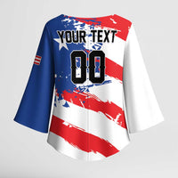 Custom Football 2026 Puerto Rico Kimono Sleeve Blouse Come On El Huracan Azul